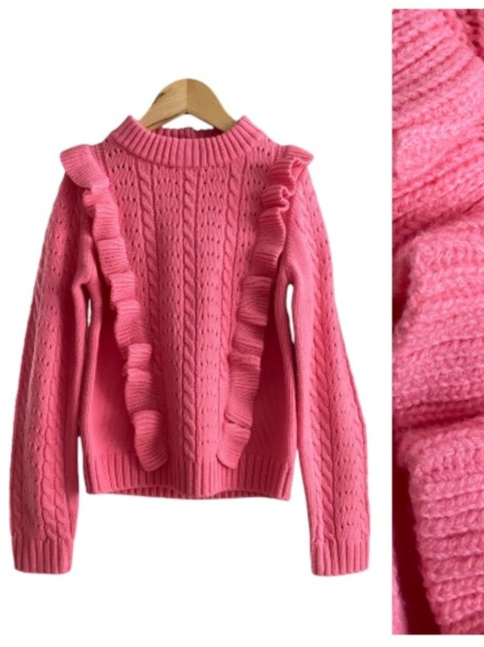 Janie and Jack Pink Cable Knit Ruffle Sweater 8